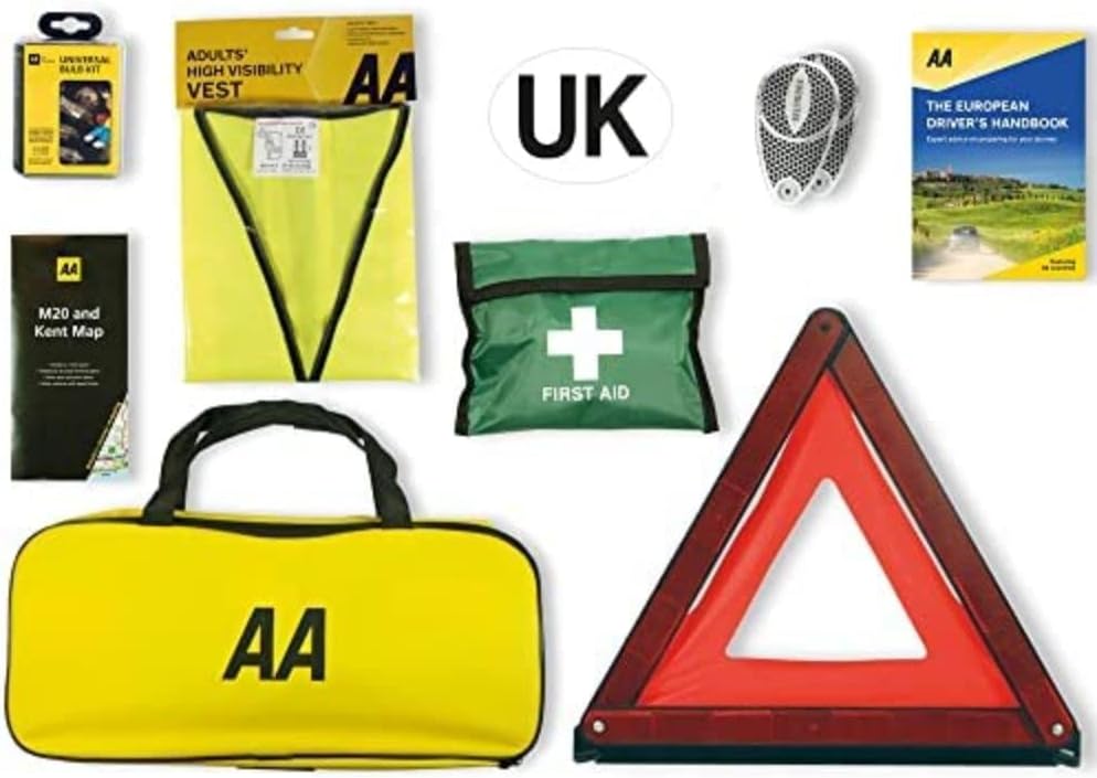 AA Euro Travel Kit AA6318 for Driving in Europe Zipped Storage Bag UK Identifier