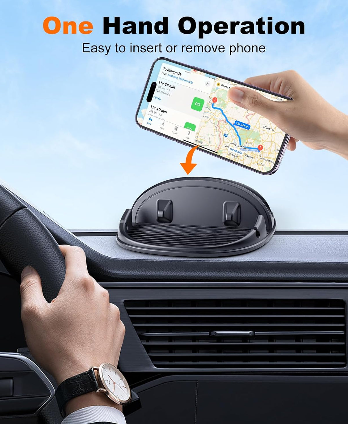 Beeasy Car Phone Holder Dashboard, Anti-Slip Silicone Phone Holder for Cars Universal, Dash Phone Mount for iPhone 17/16/15/14/13/12 Pro Max Samsung S26 S25 S24 S23 Ultra, Smartphones, GPS Devices