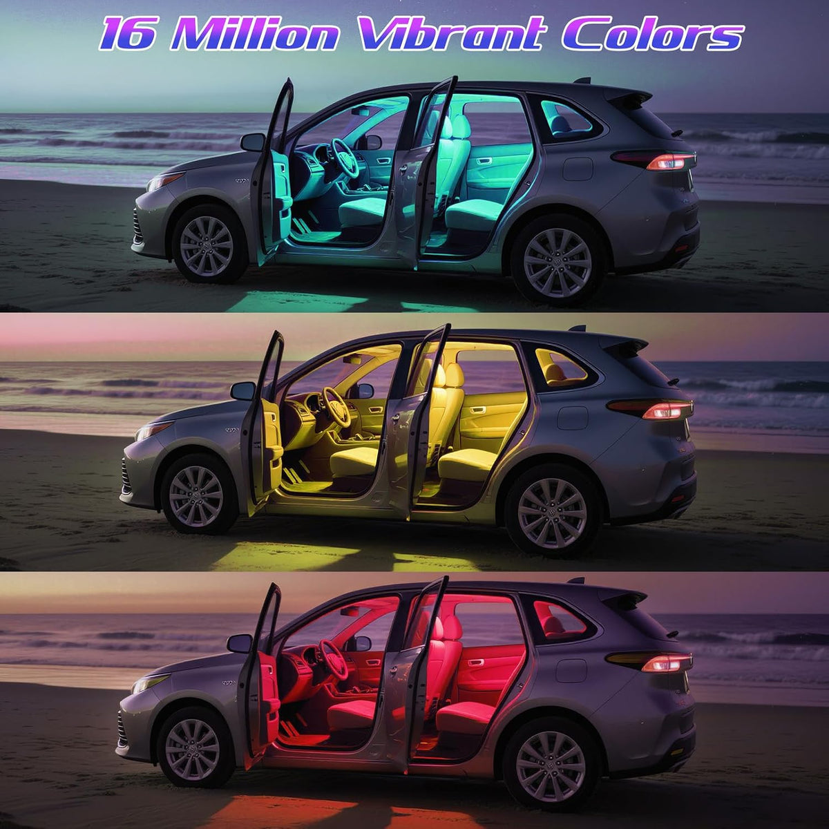 Winzwon LED Interior Lights for Car Accessories for Men Women | Gifts for Men Husband, USB Port APP Control Auto Stuff Lighting Kits Decoration Atmosphere Strip Lights