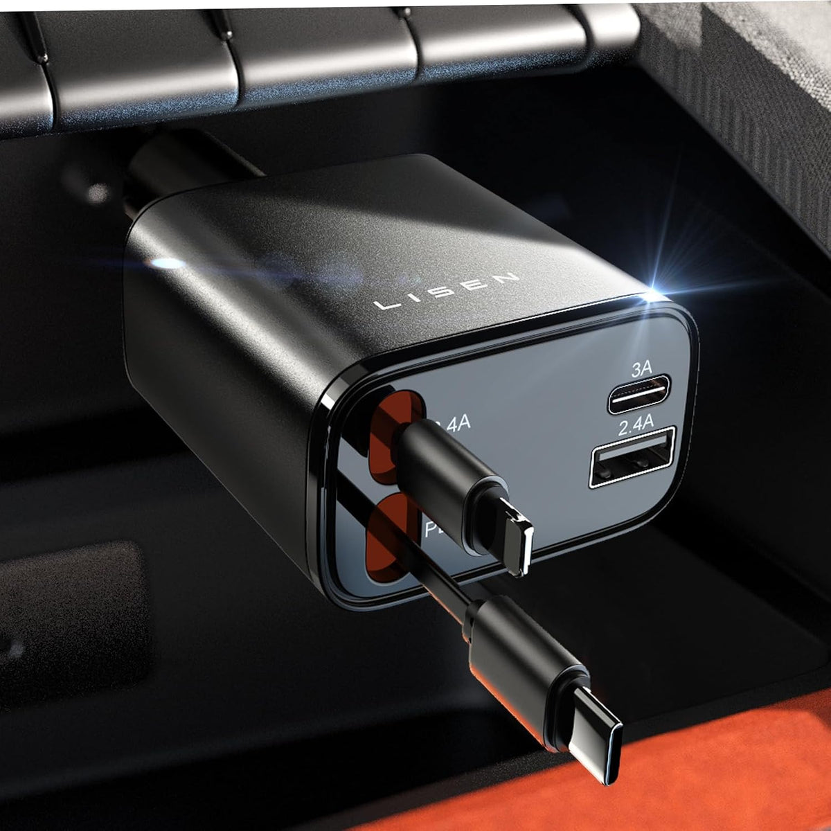 Birthday for Women Men Drivers - LISEN 4 in 1 Car Charger | 84W Retractable 12V USB C Adapter Socket Cigarette Lighter Charger Car Accessories Gadgets for iPhone 17 15 13 Samsung iPad