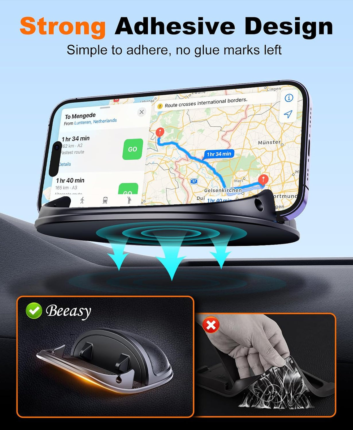 Beeasy Car Phone Holder Dashboard, Anti-Slip Silicone Phone Holder for Cars Universal, Dash Phone Mount for iPhone 17/16/15/14/13/12 Pro Max Samsung S26 S25 S24 S23 Ultra, Smartphones, GPS Devices