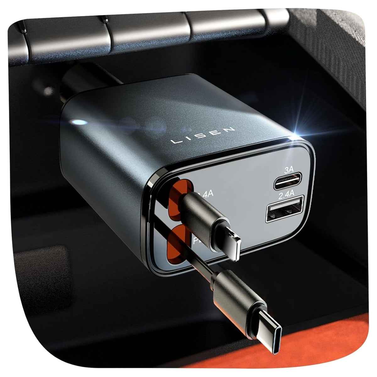 Birthday for Women Men Drivers - LISEN 4 in 1 Car Charger | 84W Retractable 12V USB C Adapter Socket Cigarette Lighter Charger Car Accessories Gadgets for iPhone 17 15 13 Samsung iPad
