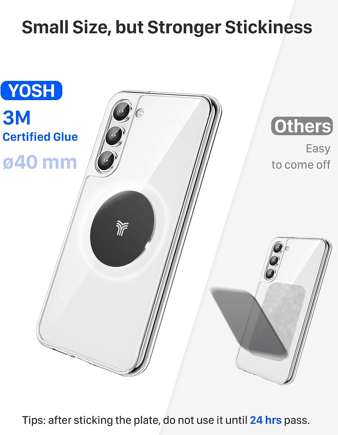 YOSH Magnetic Phone Holder for Car Air Vent, Phone Magnet, Car Accessories | with Strong Upgraded Magnets, Super Stable, Full Rubber Protection, Compatible with iPhone & Samsung Includes Metal Plates