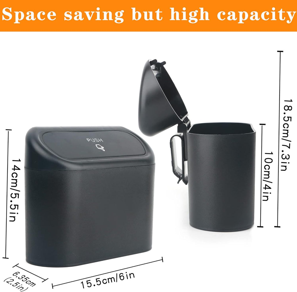 Einesin Car Trash Can, Mini Car Organizer Bin with Lid and 40pcs Trash Bags, Small Garbage Can for Storage and Organization Car Accessories, Capacity 1.4L