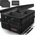 50L Collapsible Car Boot Organiser with Lid, Non-Slip Base & Securing Straps